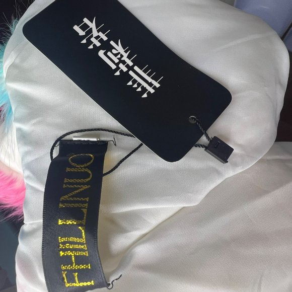 Fhilliuno blue pink yellow rye dye faux fur coat - Picture 4 of 5